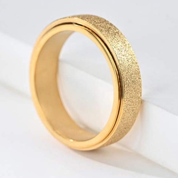 🦋3/$30🦋Stainless Steel Gold Tone Glitter Fidget Spinner Ring, Size 9 - Picture 3 of 9